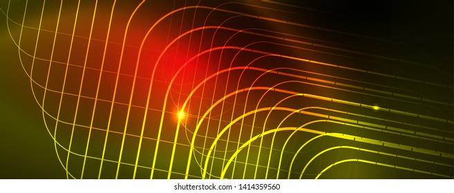 Techno-glühender Hintergrund, futuristische dunkle Vorlage mit Neonlicht-Effekten und einfachen Formularen