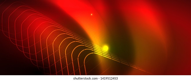 Techno-glühender Hintergrund, futuristische dunkle Vorlage mit Neonlicht-Effekten und einfachen Formularen