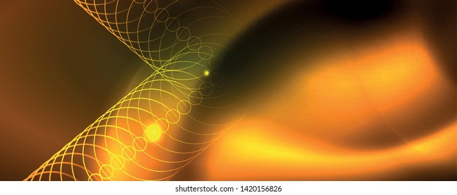 Fondo tecno brillante, plantilla oscura futurista con efectos de neón y formas simples