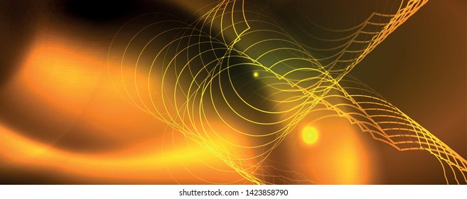 Fondo tecno brillante, plantilla oscura futurista con efectos de neón y formas simples