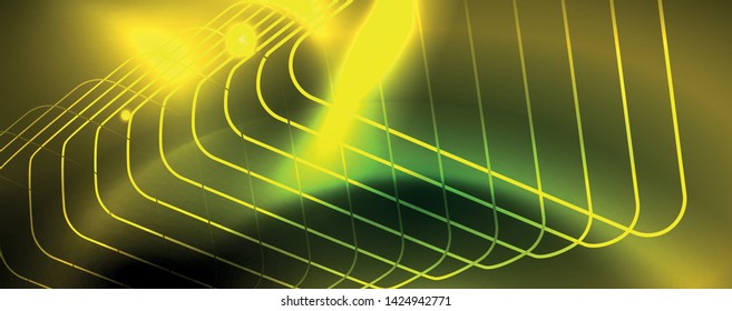 Techno-glühender Hintergrund, futuristische dunkle Vorlage mit Neonlicht-Effekten und einfachen Formularen