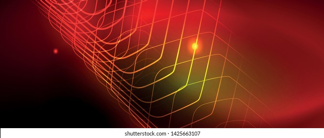 Techno-glühender Hintergrund, futuristische dunkle Vorlage mit Neonlicht-Effekten und einfachen Formularen