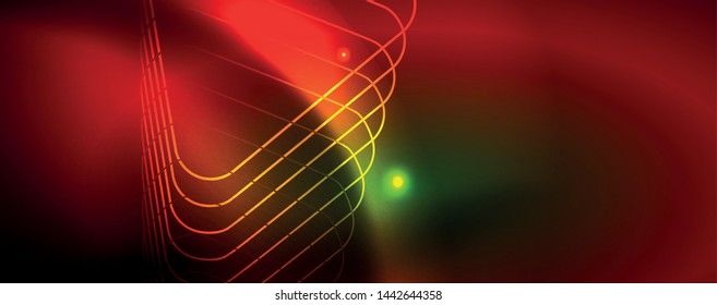 Techno-glühender Hintergrund, futuristische dunkle Vorlage mit Neonlicht-Effekten und einfachen Formularen