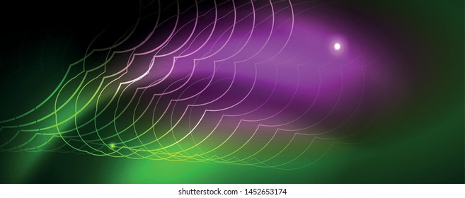 Techno-glühender Hintergrund, futuristische dunkle Vorlage mit Neonlicht-Effekten und einfachen Formularen