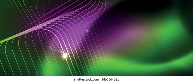 Techno glowing background, futuristic dark template with neon light effects and simple forms