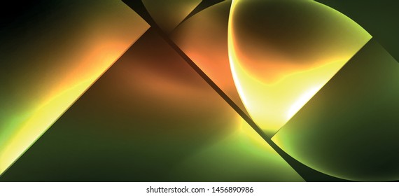 Tecno de formas geométricas de vidrio brillante fondo vectorial, plantilla oscura futurista con efectos de neón y formas simples. Afiche de época para el diseño de la decoración
