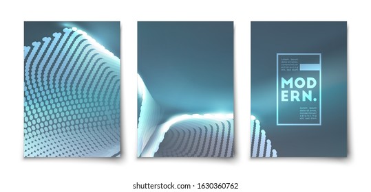 Techno glowing hexagon particles. Modern space infinity neon tonnel. Business vector cover template. Neuro network big data science hi-tech concept presentation, annual report , leaflet or brochure