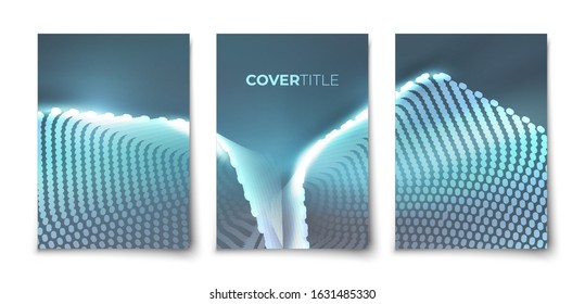 Techno glowing hexagon particles. Modern space infinity neon tonnel. Business vector cover template. Neuro network big data science hi-tech concept presentation, annual report , leaflet or brochure