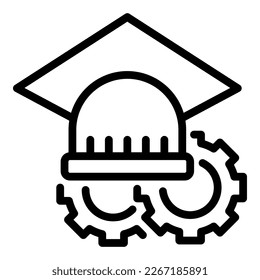 Techno graduation icon outline vector. Student club. Study education