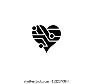Techno heart isolated vector icon. Techno heart vector illustration