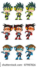 Techno Kid Mascot Set 1