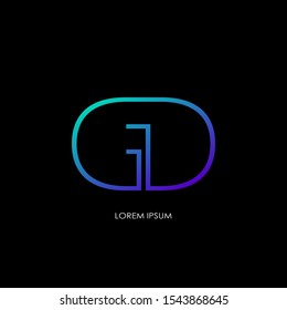 Techno Letter G,D, GD logo.  Creative vector logo icon design  letter G,D, GD   for business or company identity concept.