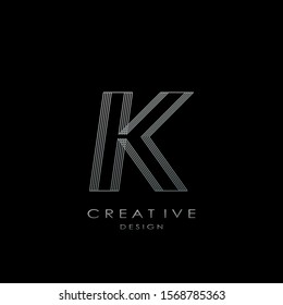 Techno Line Initial Letter K logo.  Creative design concept line shape with letter K logo for initial, business identity.