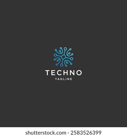 Techno line logo icon design template flat vector