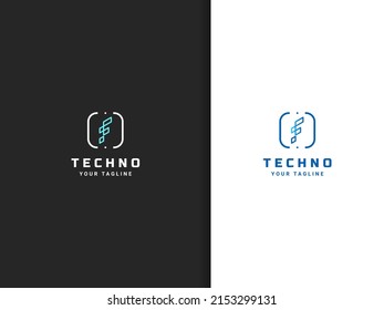 Techno logo design, line style