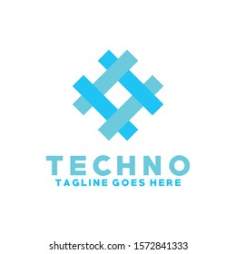 Techno Logo Design. Modern Technology Symbol. Digital Emblem Icon.