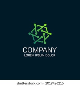 Techno logo. Digitial Technology Vector Design. Connect Dot Network. Gradation style. Aplication icon. Design inspiration. Fit to your Digital media, Business, Company etc
