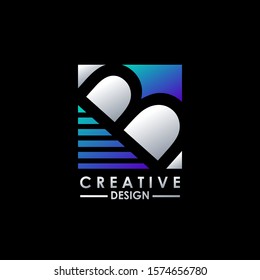 Techno Logo  Hidden Letter B logo.  Creative design concept square shape, stripe  line with hidden letter B logo.