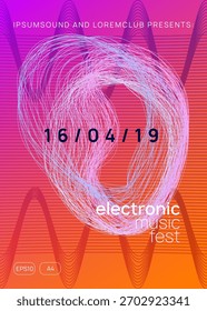 Revista Techno. Elemento de Concerto Fest. Convite de Áudio Eletrônico. Festa Verde. Design de dança violeta. Trance Cover. Poster do DJ. Revista Pink Techno