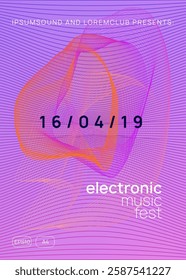 Techno Magazine. Green Discotheque Background. Dj Concert Template. Electronic Beat Invitation. Pink Music Banner. Trance Vector. Edm Flyer. Violet Techno Magazine