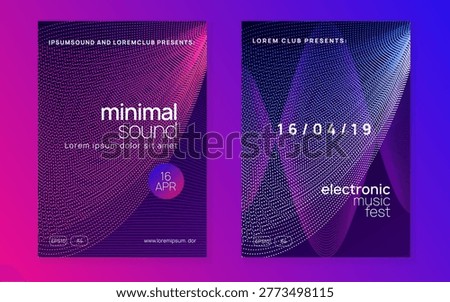 Techno Magazine. Pink Dance Event. Fest Trance Graphic. Violet Night Club Design. Nightclub Beat Invitation. Festival Invite. Sound Set. Blue Techno Magazine
