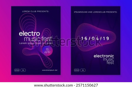 Techno Magazine. Psychedelic Disco Illustration. Sound Trance Graphic. Pink Dance Event. Dj Poster. Festival Cover. Violet Discotheque Design. Blue Techno Magazine