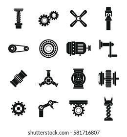 Techno mechanisms kit icons set. Simple illustration of 16 techno mechanisms kit vector icons for web