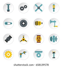 Techno mechanisms kit icons set in flat style isolated vector icons set illustration