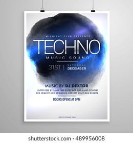 techno music flyer poster template
