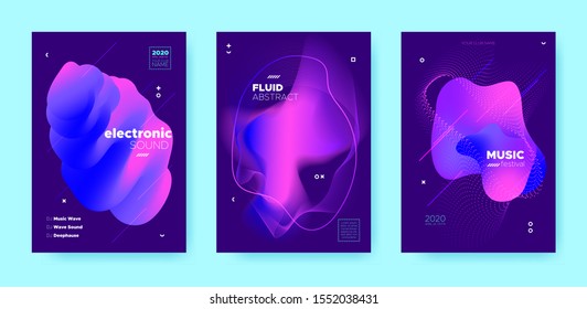 Techno Music Poster. Wave Gradient Shapes. Night Club Festival. Blue Flow Shape. Neon Trance Music Poster. Purple Wave Gradient Blend. Disco Club Event. Dj Sound. Electro Music Poster.