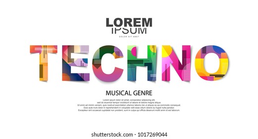 TECHNO music word creative design Concept . Music genre concept 