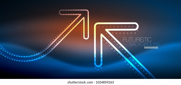 Techno Neon leuchtend Pfeil Hintergrund. Abstrakte Vektorgrafik-Vorlage für moderne High-Tech-Technologie
