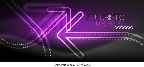 Techno neon glowing arrow background. Vector modern hi-tech tehnology abstract template