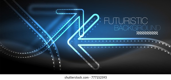 Techno neon glowing arrow background. Vector modern hi-tech tehnology abstract template