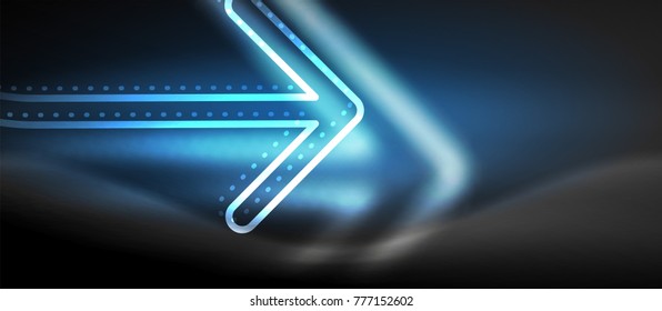 Techno neon glowing arrow background. Vector modern hi-tech tehnology abstract template