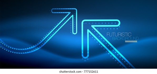 Techno neon glowing arrow background. Vector modern hi-tech tehnology abstract template