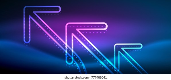 Techno neon glowing arrow background. Vector modern hi-tech tehnology abstract template