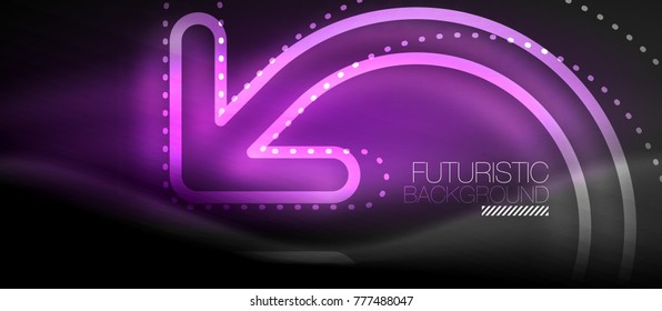Techno neon glowing arrow background. Vector modern hi-tech tehnology abstract template
