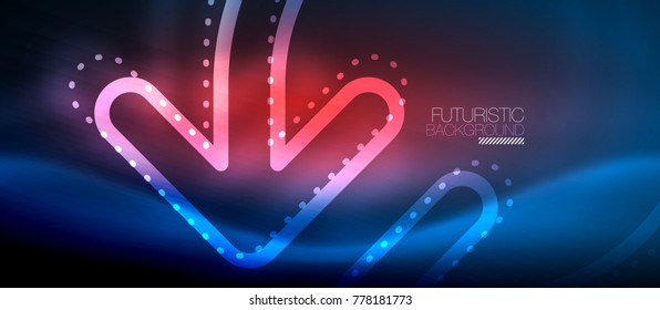 Techno neon glowing arrow background. Vector modern hi-tech tehnology abstract template