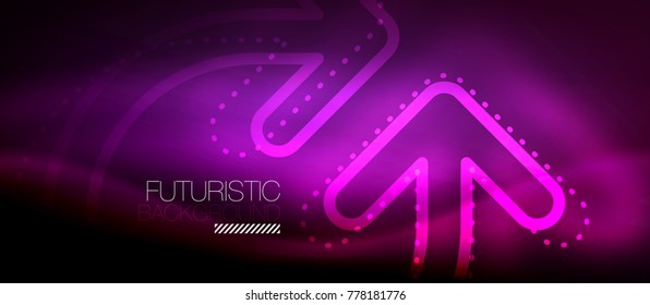 Fondo de flecha tecno neón brillante. Plantilla abstracta de tecnología moderna de alta tecnología para vectores