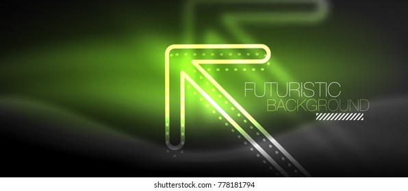 Techno neon glowing arrow background. Vector modern hi-tech tehnology abstract template