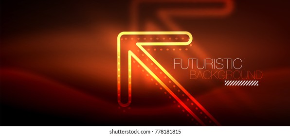 Techno neon glowing arrow background. Vector modern hi-tech tehnology abstract template