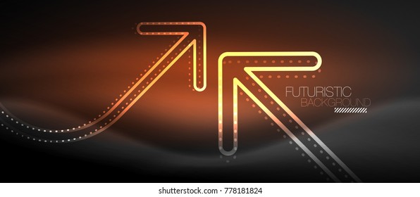 Techno neon glowing arrow background. Vector modern hi-tech tehnology abstract template