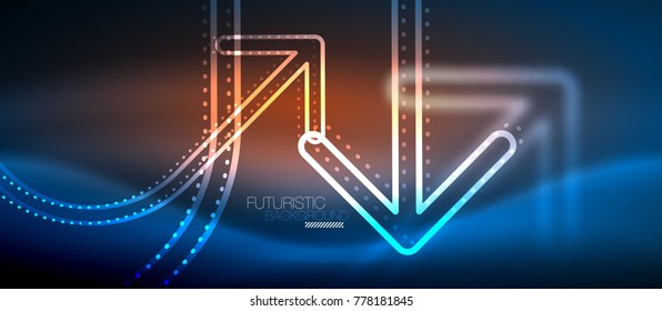 Techno Neon leuchtend Pfeil Hintergrund. Abstrakte Vektorgrafik-Vorlage für moderne High-Tech-Technologie