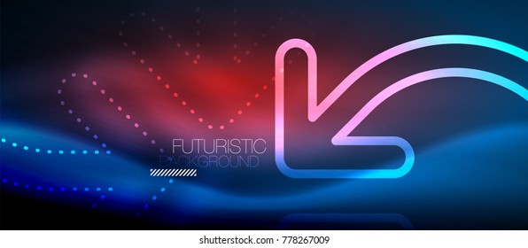 Techno neon glowing arrow background. Vector modern hi-tech tehnology abstract template