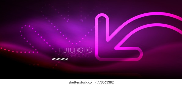 Techno neon glowing arrow background. Vector modern hi-tech tehnology abstract template