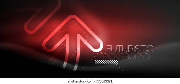 Techno Neon leuchtend Pfeil Hintergrund. Abstrakte Vektorgrafik-Vorlage für moderne High-Tech-Technologie