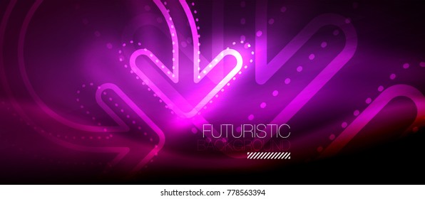 Fondo de flecha tecno neón brillante. Plantilla abstracta de tecnología moderna de alta tecnología para vectores