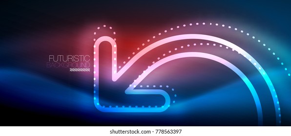Fondo de flecha tecno neón brillante. Plantilla abstracta de tecnología moderna de alta tecnología para vectores
