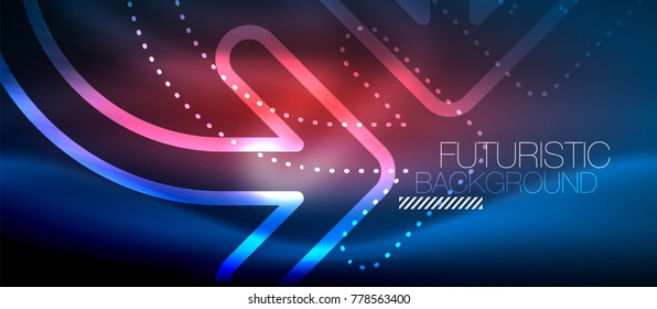 Techno neon glowing arrow background. Vector modern hi-tech tehnology abstract template